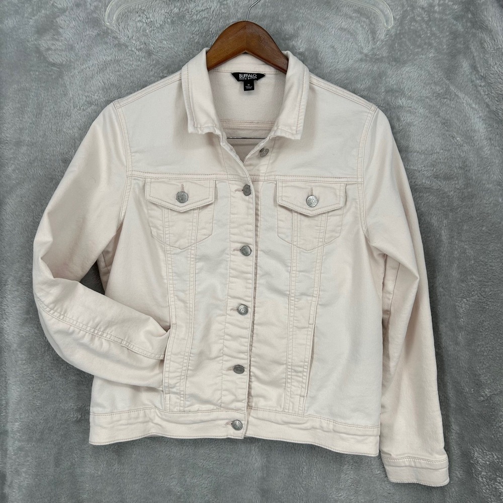 Buffalo David Bitton Women's Medium Denim Jacket Baby Pink Stretchy Jean Jacket